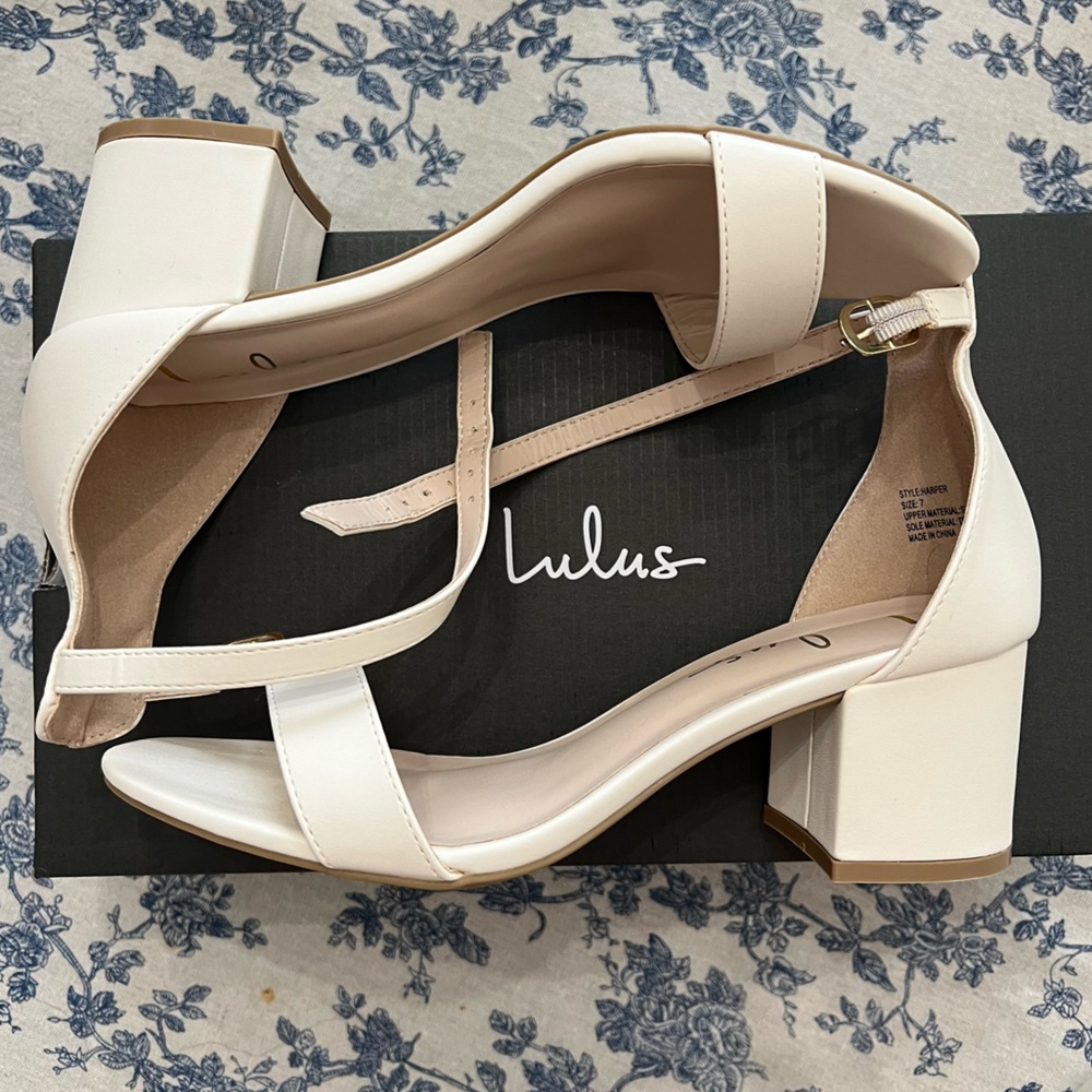 Lulu’s Harper Off White Ankle Strap Heels - Size 7